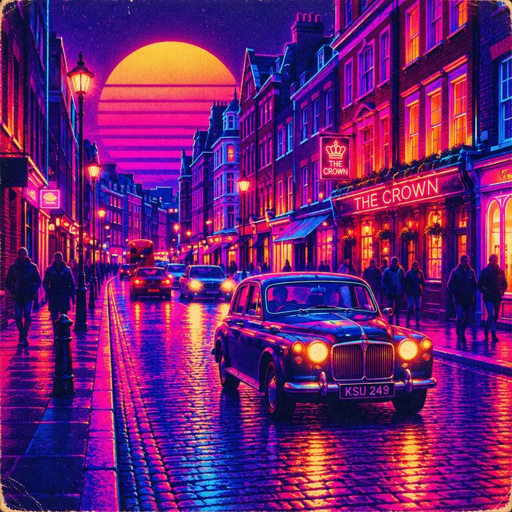 После: Ретро-постер 80-х: неон и синтвейв